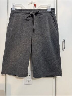 shosho Men's Charcoal Drawstring Fleece Athletic Shorts